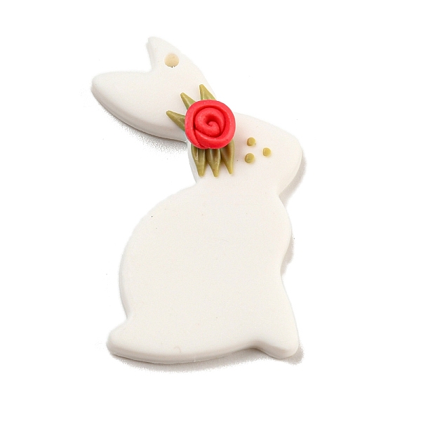 

PandaHall Handmad Polymer Clay Pendants, Rabbit, White, 33x21x6mm, Hole: 1.5mm Polymer Clay Rabbit White