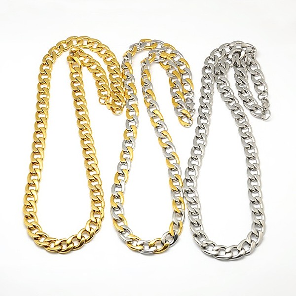 

PandaHall 304 Stainless Steel Curb Chain/Twisted Chain Necklaces, with Lobster Claw Clasps, Mixed Color, 23 inch~25 inch(58.4~63.5cm), 12mm...