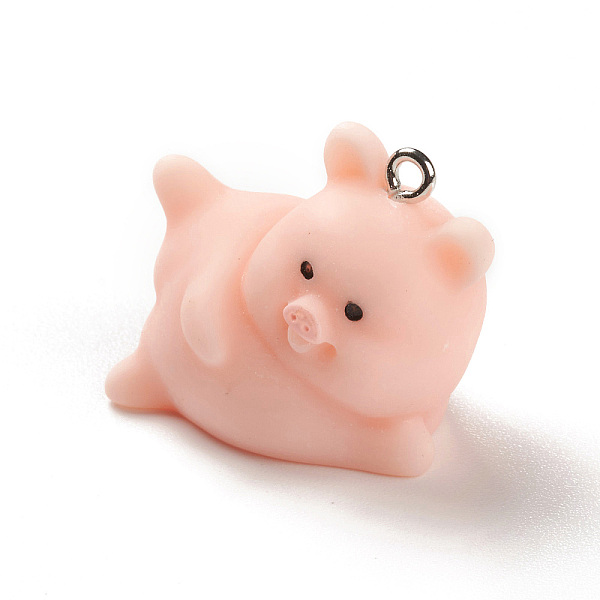 

PandaHall Opaque Resin Pendants, Cute Pig Charms, with Platinum Plated Iron Loops, Pig, 23.5x30.5x19mm, Hole: 2mm Iron+Resin Pig