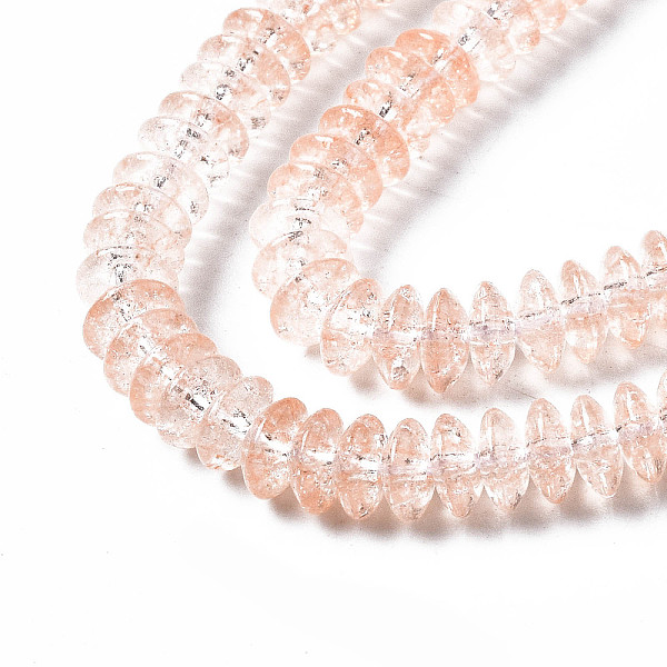 

PandaHall Crackle Glass Beads, Dyed & Heated, Rondelle, PeachPuff, 6x3.5mm, Hole: 1.2mm, about 147pcs/strand, 15.23 inch(38.7cm) Glass..., Brown