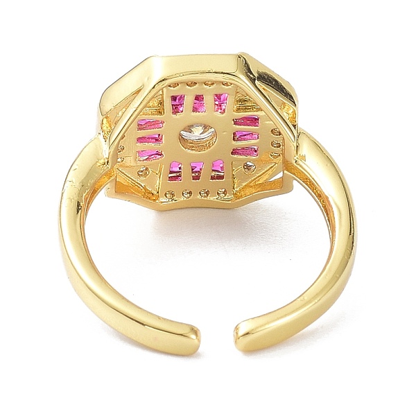 

PandaHall Octagon Real 18K Gold Plated Cuff Ring for Women Jewelry, Brass Micro Pave Cubic Zirconia Open Rings, Pink, US Size 8(18.1mm)...