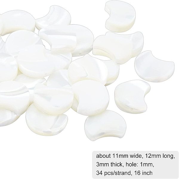 Benecreat 34 Pz/filo Naturale Bianco Shell Perline Fili Madreperla Shell Perline Luna Perline D'acqua Dolce Per La Creazione Di...