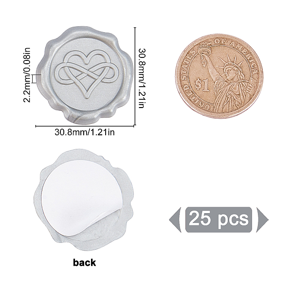 

PandaHall Adhesive Wax Seal Stickers, For Envelope Seal, Silver, 30.8x30.8x2.2mm Wax Silver