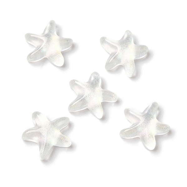 

PandaHall K9 Glass Cabochons, with Glitter Powder, Starfish, White, 8x8.4x2.9mm Glass Starfish White
