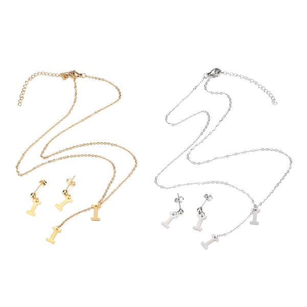 

PandaHall 304 Stainless Steel Jewelry Sets, Cable Chains Pendant Necklaces and Stud Earrings, with Lobster Claw Clasps and Ear Nuts...