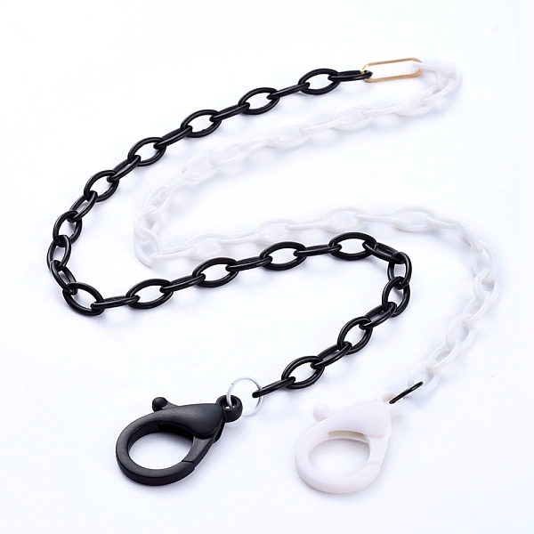 

PandaHall Personalized Two Tone ABS Plastic Cable Chain Necklaces, Eyeglasses Chains, Handbag Chains, with Iron Linking Rings and Plastic..., White