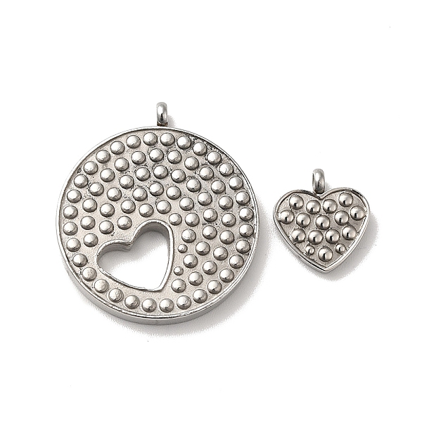 

PandaHall 304 Stainless Steel Pendants, Flat Round & Heart Charm, Stainless Steel Color, 28x25x3mm, Hole: 2mm, 2pcs/set 304 Stainless Steel...