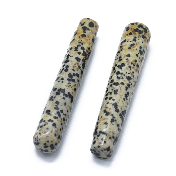

PandaHall Natural Dalmatian Jasper Beads, No Hole/Undrilled, For Wire Wrapped Pendant Making, Column, 71.5x12~12.5mm Dalmatian Jasper Column