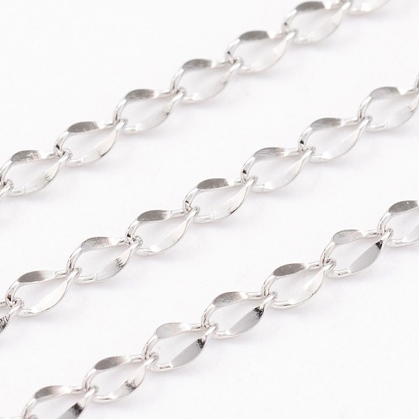 

PandaHall 304 Stainless Steel Twisted Chains, Soldered, with Spool, Curb Chains, Stainless Steel Color, Link: 4x2x0.4mm 304 Stainless Steel