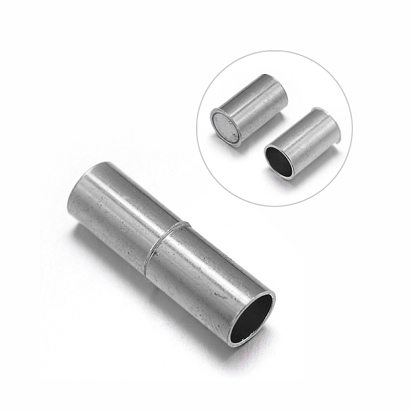 

PandaHall Column Brass Magnetic Clasps with Glue-in Ends, Nickel Free, Platinum, 20x6mm, Hole: 5mm Brass Column
