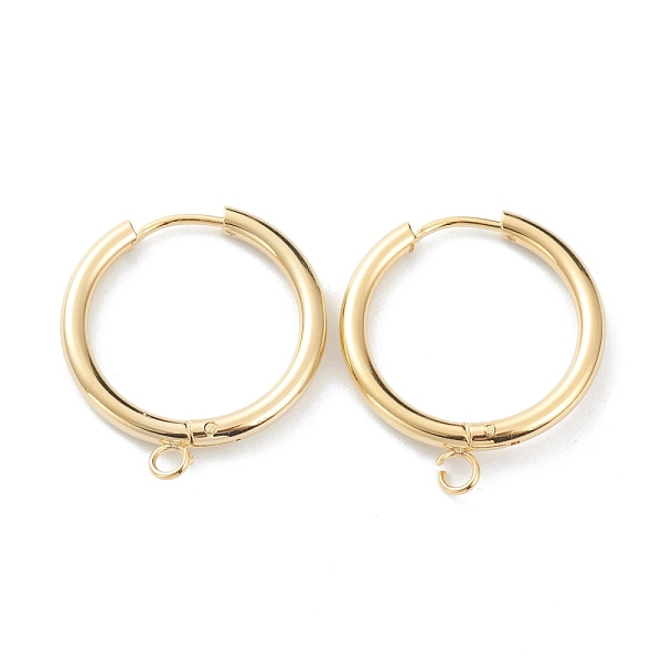 

PandaHall 201 Stainless Steel Huggie Hoop Earring Findings, with Horizontal Loop and 316 Surgical Stainless Steel Pin, Real 24K Gold Plated...