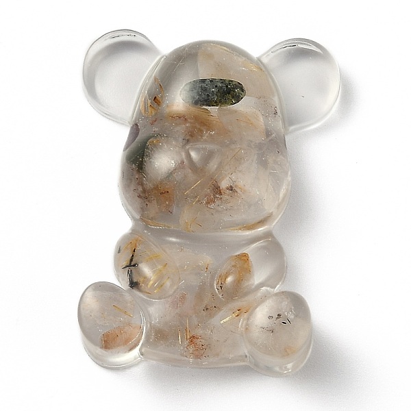 

PandaHall Resin Display Decorations, with Natural Rutilated Quartz Chips Inside, Bear, 53.5~53.8x41~41.5x17.5~21mm Rutilated Quartz Bear