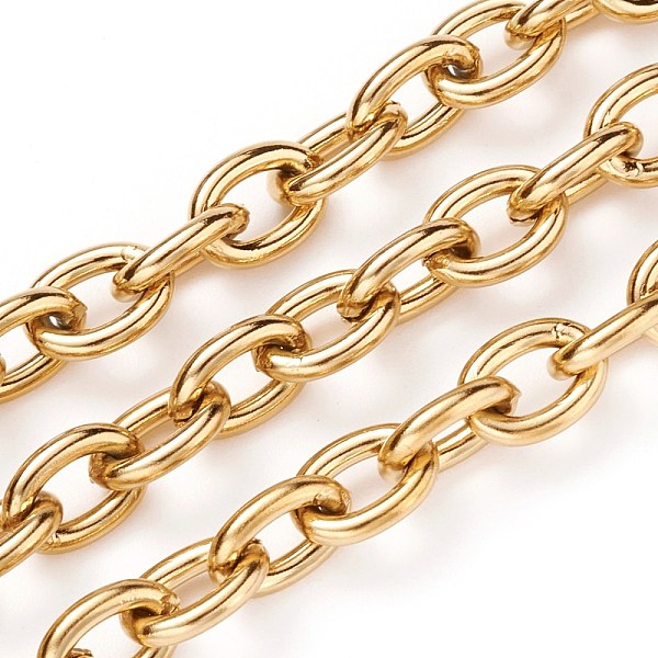 

PandaHall Ion Plating(IP) 304 Stainless Steel Cable Chains, Unwelded, with Spool, Golden, 8x6x1.5mm, about 32.8 Feet(10m)/roll 304 Stainless...