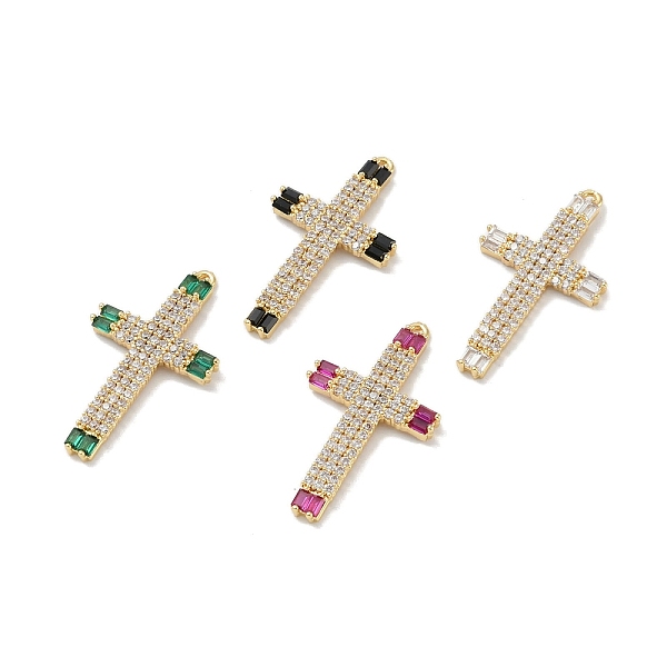 

PandaHall Rack Plating Brass Micro Pave Cubic Zirconia Pendants, Long-Lasting Plated, Lead Free & Cadmium Free, Real 18K Gold Plated, Cross..., Multicolor