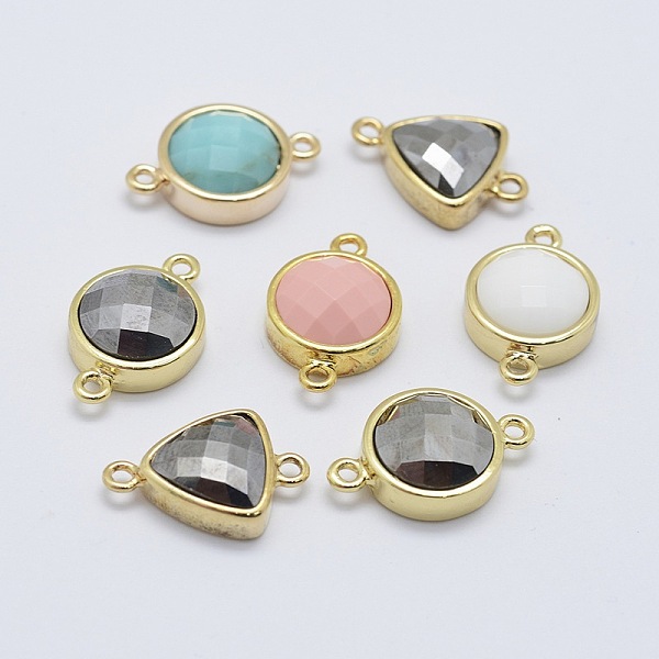 

PandaHall Glaze & Faceted Mixed Stone Links connectors, with Brass Finding, Mixed Shapes, Golden, 11~12x18~19x5~6mm, Hole: 1mm Mixed Stone...