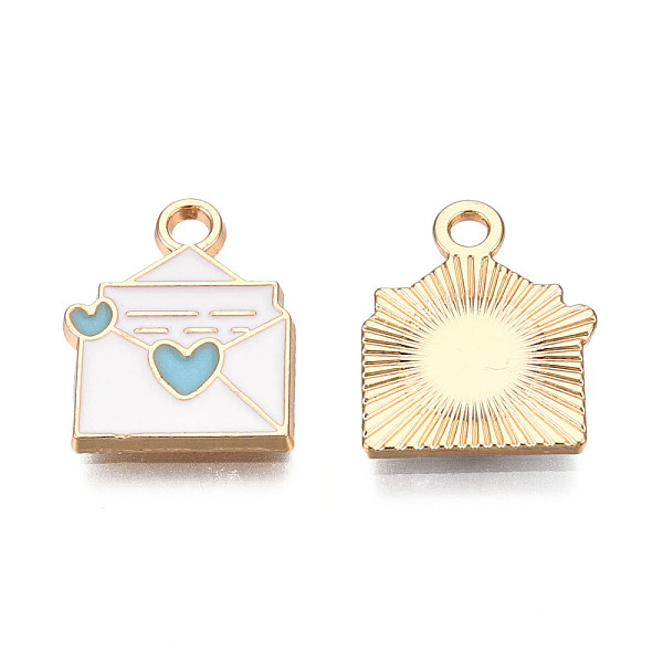 

PandaHall Alloy Enamel Pendants, Light Gold, Letter, Sky Blue, 15.5x12.5x2mm, Hole: 2mm Alloy+Enamel Rectangle Blue