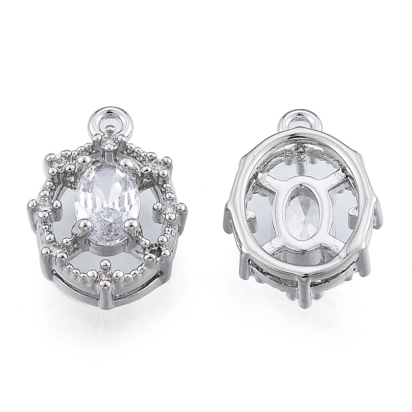 

PandaHall Brass Micro Pave Clear Cubic Zirconia Charms, Cadmium Free & Nickel Free & Lead Free, Oval, Real Platinum Plated, 14x10x5mm, Hole...