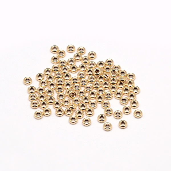 

PandaHall Yellow Gold Filled Spacer Beads, 1/20 14K Gold Filled, Cadmium Free & Nickel Free & Lead Free, Rondelle, 2~2.5x1mm, Hole: 0.5mm...
