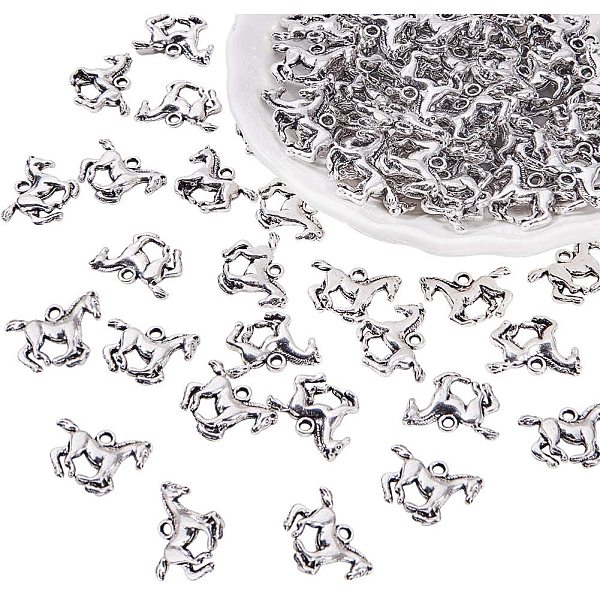 

PandaHall Tibetan Style Alloy Pendants, Horse, Antique Silver, 19x14x3mm, Hole: 2mm, 100pcs/set Alloy Horse