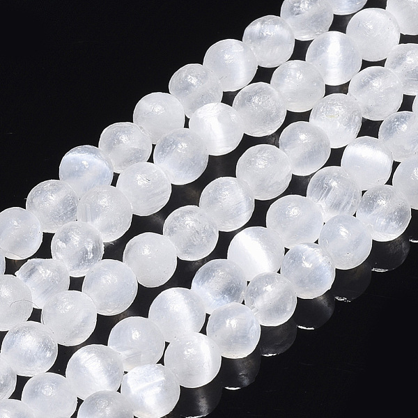 

PandaHall Natural Selenite Beads Strands, Round, 4mm, Hole: 0.8mm, about 106~108pcs/strand, 15.94 inch(40.5cm) Selenite Round