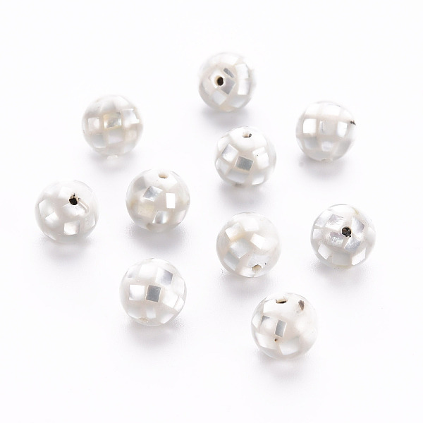 

PandaHall Resin Beads, with Natural Light Grey Shell, Round, Light Grey, 8.5mm, Hole: 1mm Shell+Resin Round