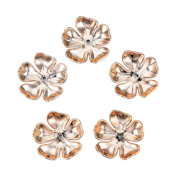 

PandaHall 5-Petal Electroplate Opaque Acrylic Bead Caps, Flower, Light Gold, 35.5~36.5x36.5~38.5x8mm, Hole: 2mm Acrylic