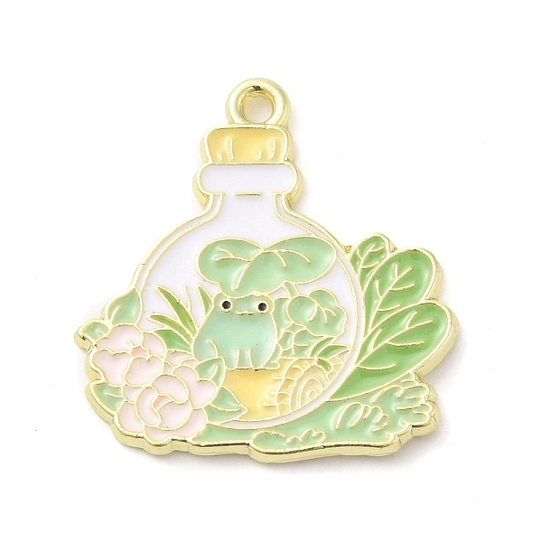 

PandaHall Alloy Enamel Pendants, Golden, Bottle, Frog, 26x24.5x1.5mm, Hole: 1.6mm Alloy+Enamel Frog