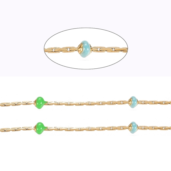 

PandaHall Stainless Steel Cardano Chains, with Enamel Beads and Spool, Long-Lasting Plated, Soldered, Flat Round, Golden, Colorful, 1x1mm...