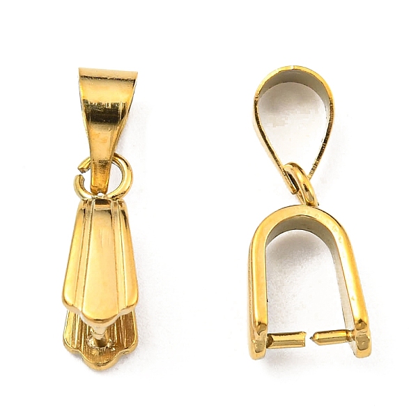 

PandaHall 304 Stainless Steel Ice Pick Pinch Bails, Real 18K Gold Plated, 10.5x6.5x4mm, Hole: 3.5x5mm, Pin: 0.8mm 304 Stainless Steel