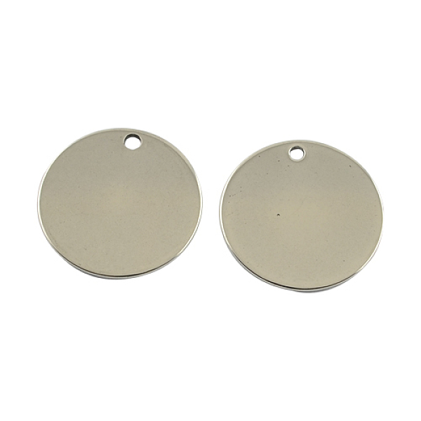 

PandaHall 201 Flat Round Stainless Steel Tag Pendants, 201 Stainless Steel Color, 20x1mm, Hole: 2mm 201 Stainless Steel Flat Round
