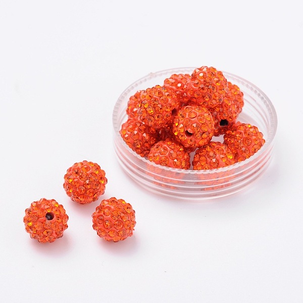 

PandaHall Pave Disco Ball Beads, Polymer Clay Rhinestone Beads, Grade A, Round, Hyacinth, PP14(2~2.1mm), 10mm, Hole: 1.0~1.2mm Polymer..., Red