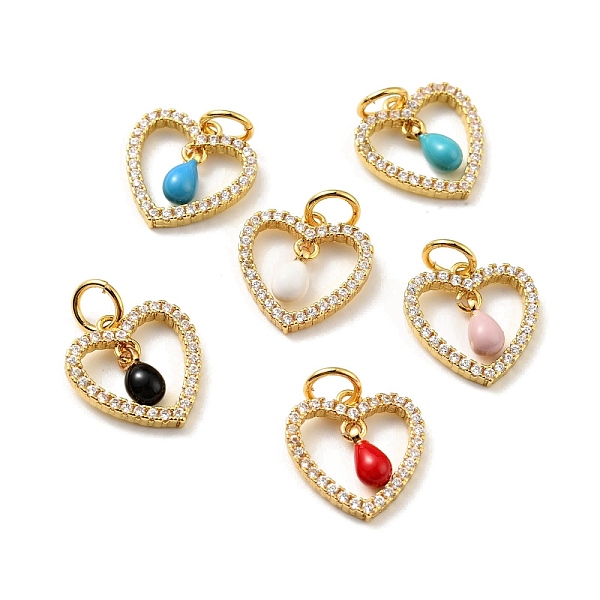 

PandaHall Rack Plating Brass Micro Pave Cubic Zirconia Pendants, with Enamel and Jump Ring, Real 18K Gold Plated, Heart, Cadmium Free &..., Multicolor
