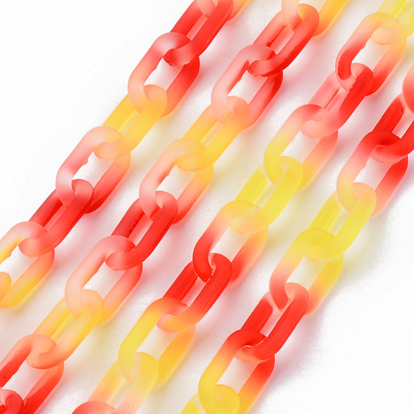

PandaHall Two Tone Spray Painted Handmade Transparent Acrylic Cable Chains, Rubber Style, for Purse Strap Bag Chain, Crimson, Link..., Pink