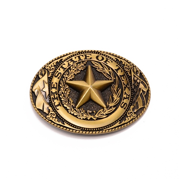 

PandaHall Alloy Smooth Buckles, Belt Fastener, Oval with Star Pattern, Antique Bronze, 67x89.5x8mm, Hole: 40.5x17mm Alloy Oval