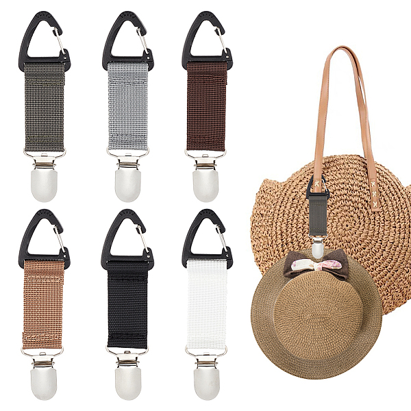 

PandaHall AHANDMAKER 6 Pcs Hat Clip for Travel, 6 Colors Polyester Cap Clips, Multifunctional Duckbill Hat Holder Clip, Portable Hanging Hat..., Multicolor