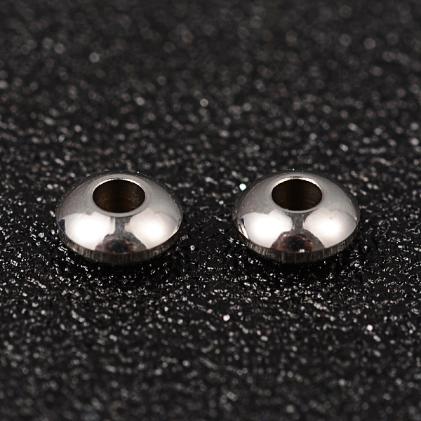 

PandaHall 304 Stainless Steel Spacer Beads, Rondelle, Stainless Steel Color, 6x3mm, Hole: 2mm 304 Stainless Steel Flat Round