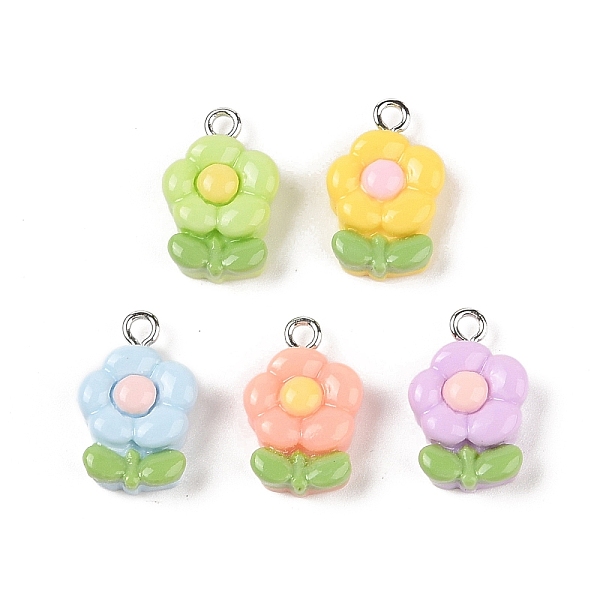 

PandaHall Opaque Resin Pendants, Macaron Color Charms with Platinum Plated Iron Loops, Mixed Color, Flower, 18x12x5.5mm, Hole: 2mm..., Multicolor