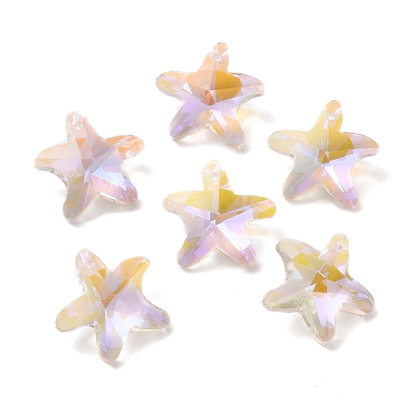 

PandaHall Electroplate Glass Pendants, Back Plated, Faceted, Starfish Charms, Clear, 19.5x20.5x8.5mm, Hole: 1.4mm Glass Starfish Clear
