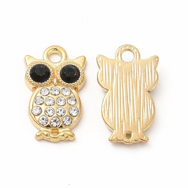 

PandaHall Alloy Rhinestone Charms, Owl, Golden, 17x10.5x3mm, Hole: 2mm Alloy+Rhinestone Owl Black