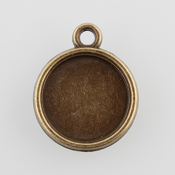 

PandaHall Vintage Flat Round Alloy Pendant Cabochon Settings, Double-sided Tray, Cadmium Free & Nickel Free & Lead Free, Antique Bronze...