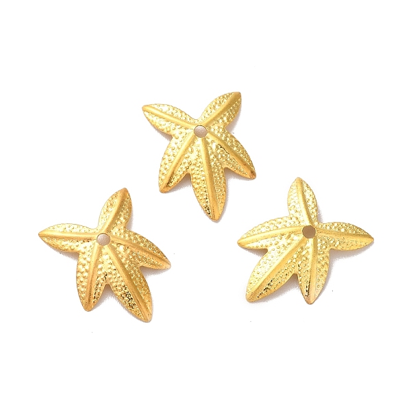 

PandaHall Iron Beads Caps, Etched Metal Embellishments, Leaf, Golden, 14.5x14.5x1mm, Hole: 1.2mm Iron