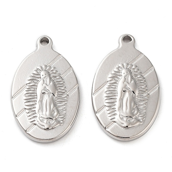

PandaHall 304 Stainless Steel Pendants, Oval with Saint Charm, Stainless Steel Color, 23x14x2.8mm, Hole: 1.4mm 304 Stainless Steel Oval
