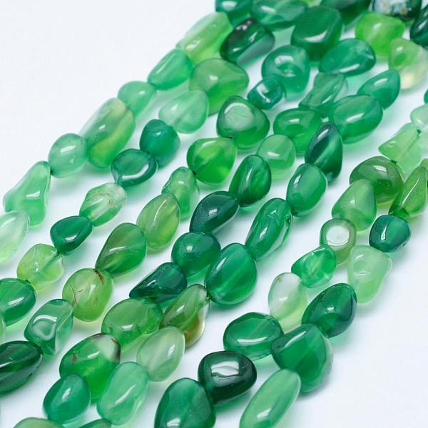 

PandaHall Natural Green Agate Beads Strands, Tumbled Stone, Nuggets, 6~13x6~8mm, Hole: 1mm, 15.3 inch~15.7 inch(39~40cm) Natural Agate...
