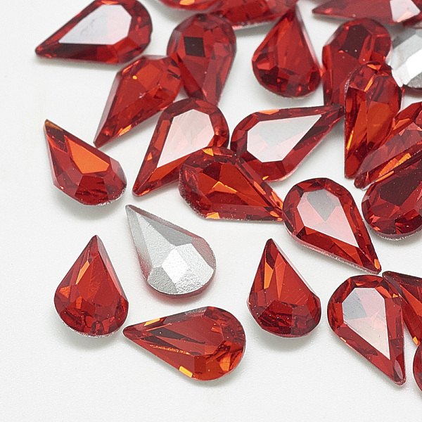 

PandaHall Pointed Back Glass Rhinestone Cabochons, Back Plated, Faceted, teardrop, Light Siam, 8x5x3mm Glass Rhinestone Teardrop Red
