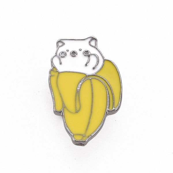 

PandaHall Rack Plating Alloy Enamel Brooches, Enamel Pins, with Brass Butterfly Clutches, Banana with Cat, Cadmium Free & Nickel Free & Lead..., Yellow