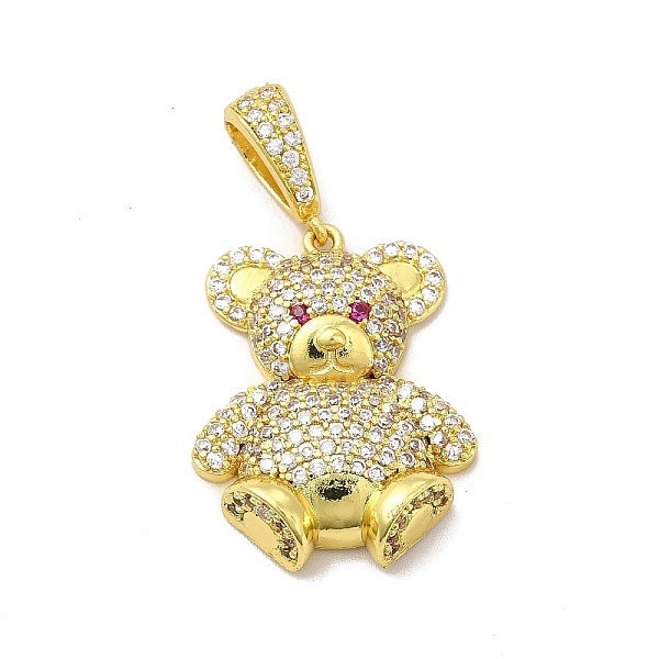 

PandaHall Brass Micro Pave Cubic Zirconia Pendants, Cadmium Free & Lead Fre, Bear Charm, Golden, 26.5x20x6mm, Hole: 8x4mm Brass+Cubic..., Clear