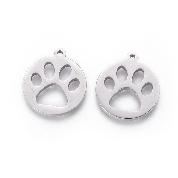 

PandaHall 201 Stainless Steel Pet Pendants, Manual Polishing, Flat Round with Dog Footprint, Stainless Steel Color, 18x16x1.5mm, Hole: 1.2mm...