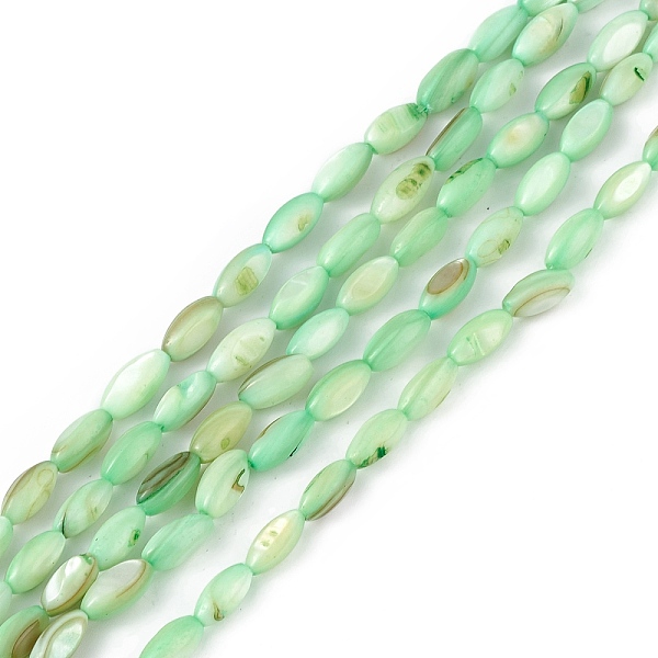

PandaHall Natural Freshwater Shell Dyed Beads Strands, Horse Eye, Dark Sea Green, 9.5x5mm, Hole: 0.8mm, about 41pcs/strand, 14.96''(38cm)...