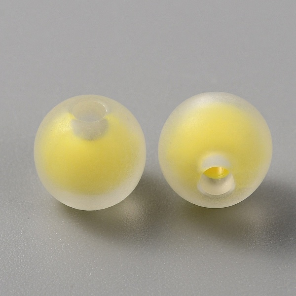 

PandaHall Frosted Acrylic Beads, Bead in Bead, Round, Yellow, 7.5~8x7mm, Hole: 2mm Acrylic Round Yellow
