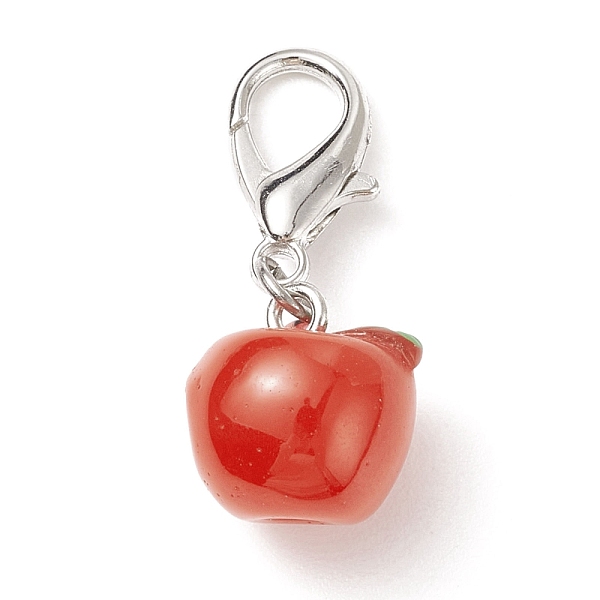 

PandaHall 3D Resin Apple Pendant Decorations, with Alloy Lobster Claw Clasps, Clip-on Charms, for Keychain, Purse, Backpack Ornament, Stitch..., Red
